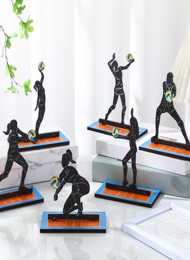 DoubleFill مجموعة دبل فيل المكونة من 6 قطع لتزيين طاولة الكرة الطائرة، تتضمن لافتات خشبية على شكل لاعبي كرة طائرة مع قاعدة قابلة للفصل، وديكورات حفلات أعياد الميلاد الرياضية، وهدايا لمحبي الرياضة، ولوازم حفلات النوادي الرياضية. - Image 4